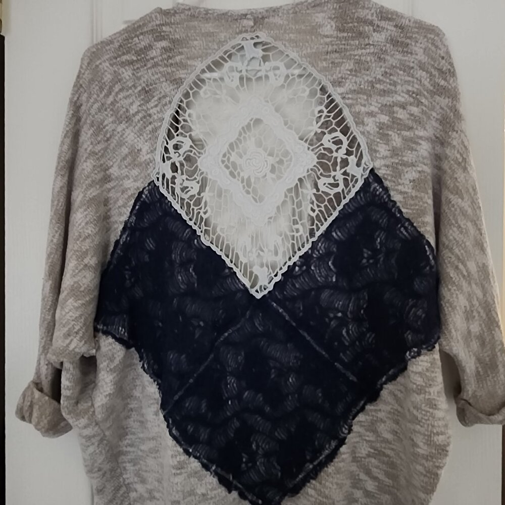 Blu Pepper Blue & Tan Knit Cardigan | M - Picture 3 of 4